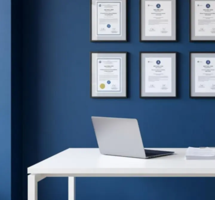 Financial compliance documentation neatly arranged on a modern desk