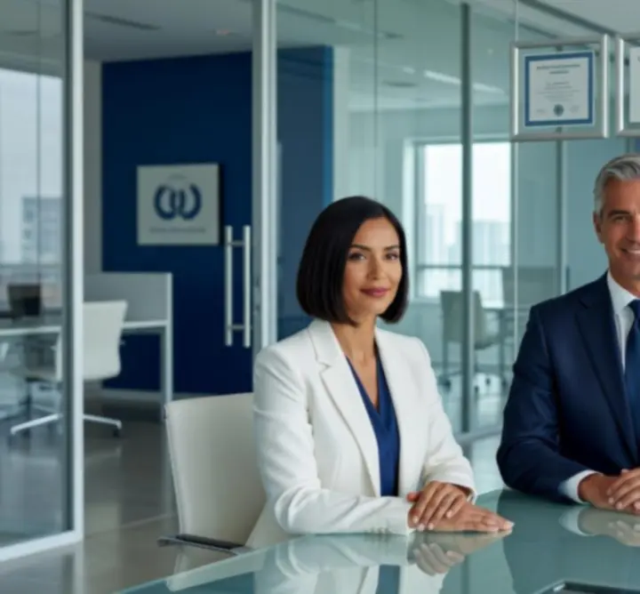 Senior finance leaders collaborating in a modern office