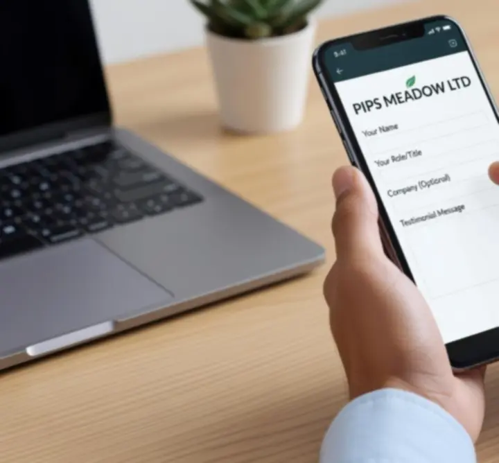 Mobile device displaying a secure testimonial submission form